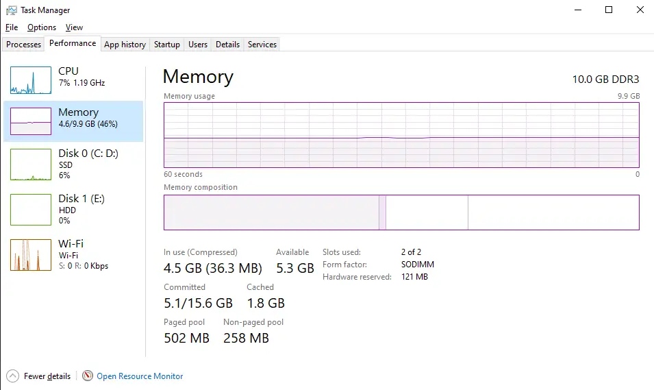 Check RAM Type in Task Manager