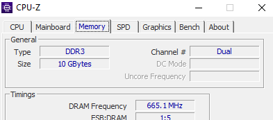 CPU-Z showing dual channel memory